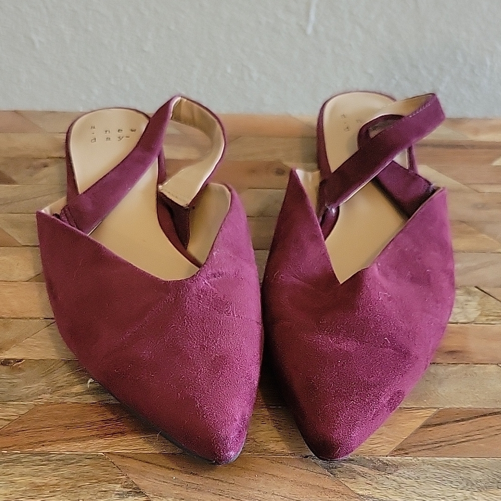 A New Day Size 6.5 Burgundy Slingback Flats